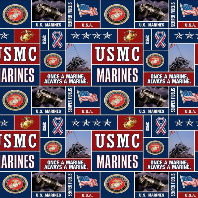 US Marines Military Branches Fleece Fabric