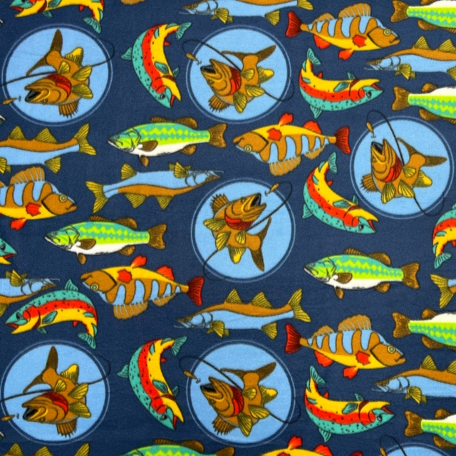 Fish Tales Turquoise Fleece Fabric