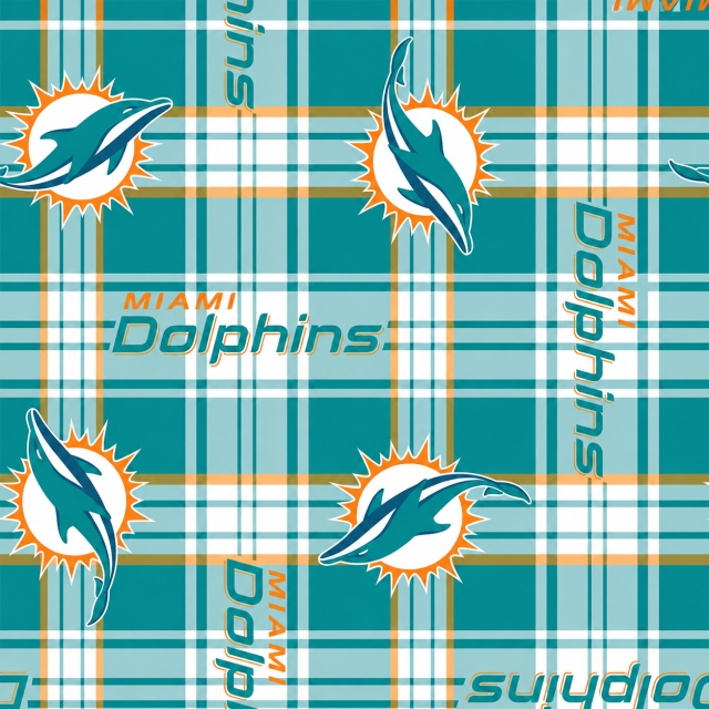 Miami Dolphins Plaid NFL Fleece Fabric