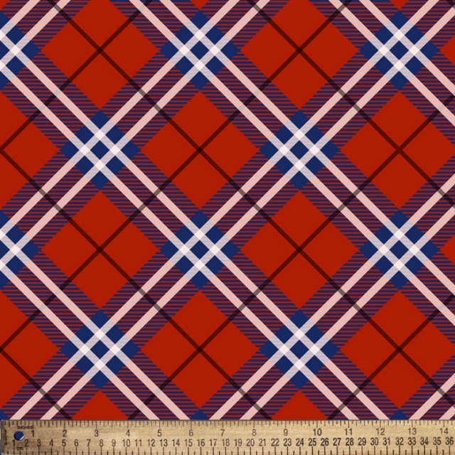 Checkered Plaid Red Fleece Fabric
