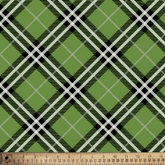 Checkered Plaid Green Fleece Fabric