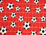 Red Soccer Balls Nets Fleece Fabric