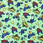 Green Champion Motocross Racer Fleece Fabric