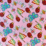 Ladybugs Pink Fleece Fabric