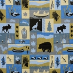 Yellowstone Fishing Blue Fleece Fabric