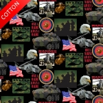 US Army Marines Branches Cotton Fabric