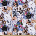 Garden Cat Kittens Fleece Fabric