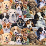 Garden Dog Puppies Fleece Fabri