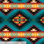 Native Stripe Turquoise Native American Fleece Fabric