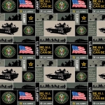 US Army Military Branches Fleece Fabric