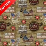 United States Military Freedom Over Fear Marines Cotton Fabric