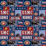 US Marines Military Branches Fleece Fabric