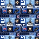 US Navy Military Branches Fleece Fabric