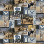 Deer & Elk Patchwork Fleece Fabric