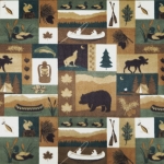 Yellowstone Fishing Brown Fleece Fabric