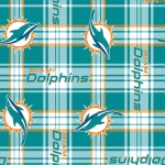Miami Dolphins Plaid NFL Fleece Fabric