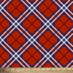 Checkered Plaid Red Fleece Fabric